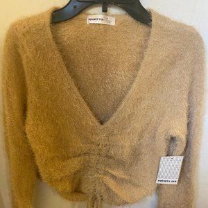 Tan soft tie sweater top-Society 212 (New-Sz S)